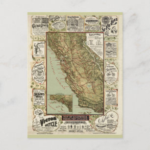 Postale Carte cycliste californienne vintage 1895