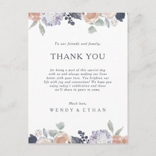 Postale Carte d'accueil en Merci floral rustique simple