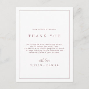 Postale Carte d'accueil minimaliste de Merci de typographi