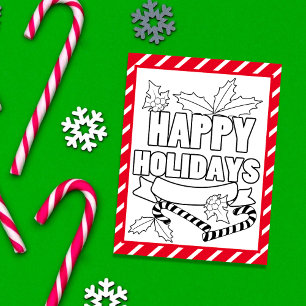Postale Carte d'activité de la page de coloriage Happy Hol
