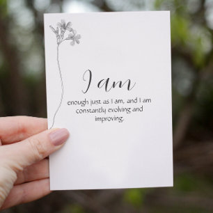 Postale Carte d'Affirmation Personnalisable Floral Minimal