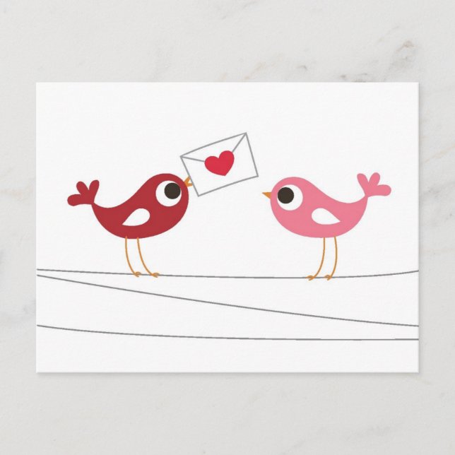 Postale Carte d'amour des oiseaux (Devant)