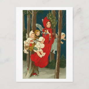 Postale Carte d'Anges Vintage la Nuit