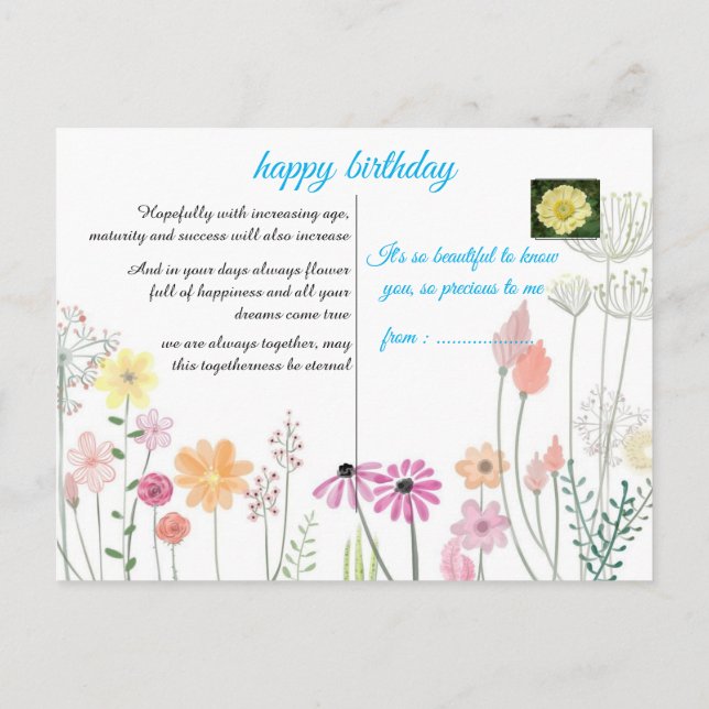 Postale carte d'anniversaire (Dos)