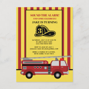 Postale Carte d'anniversaire 3 ans enfant camion de pompie