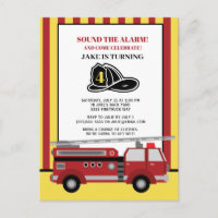 Carte d'anniversaire 4 ans enfant camion de pompie