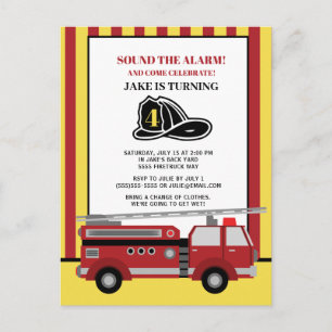 Postale Carte d'anniversaire 4 ans enfant camion de pompie