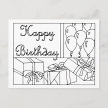 Carte d'anniversaire à colorier