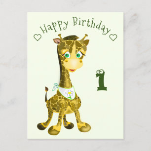 Postale Carte d'anniversaire avec Baby Giraffe - Ajouter l
