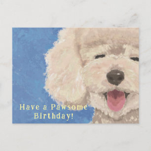 Postale Carte d'anniversaire Caniche Message Mignon et Gén