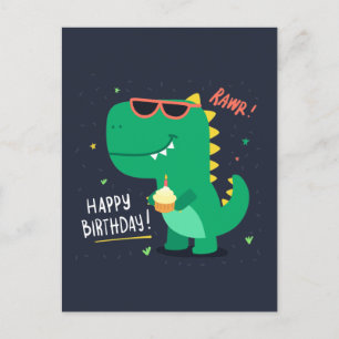 Postale Carte d'anniversaire Cute Dinosaur