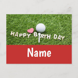 Postale Carte d'anniversaire de golf avec balle de golf et