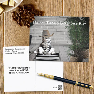 Postale Carte d'anniversaire drôle de chat avec un chapeau