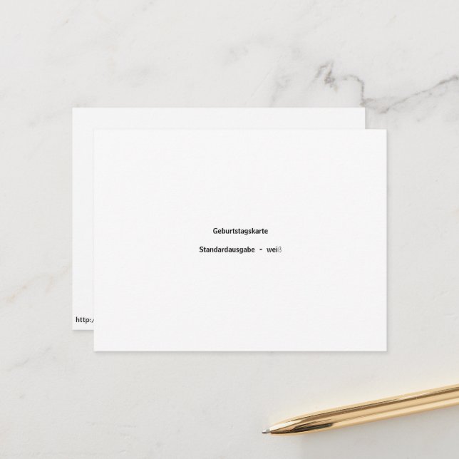 Postale Carte d'anniversaire édition standard blanche (Devant/Arrière en situation)