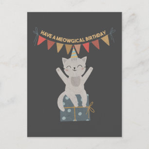 Postale Carte d'anniversaire félin magique
