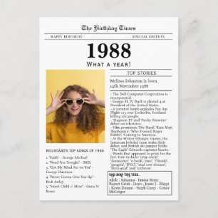 Postale Carte d'anniversaire Journal de 1988 