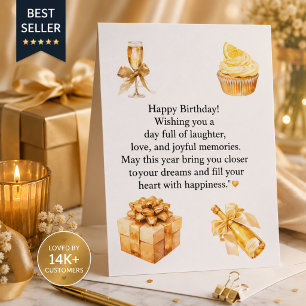 Postale Carte d'anniversaire Luxe Or pour Elle Élégant J