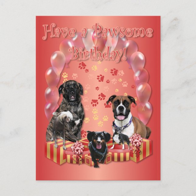 Postale Carte d'anniversaire Pawsome (Devant)