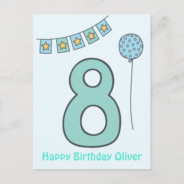 Postale Carte d'anniversaire pour les 8 ans de jolis enfan (Devant)