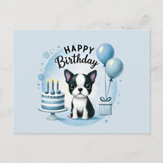 Postale Carte d'anniversaire pour Terrier de Boston – Mess