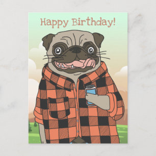 Postale Carte d'anniversaire Pug
