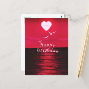 Postale Carte d'anniversaire romantique Sea Sunset Love