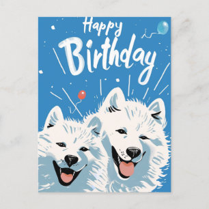 Postale Carte d'anniversaire Samoyède