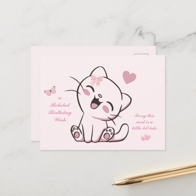 Postale Carte d'anniversaire tardive (Devant/Arrière en situation)