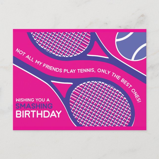 Postale Carte d'anniversaire 🎾 💜 tennis rose violet (Devant)