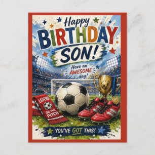 Postale carte d'anniversaire vibrante sur le thème du foot