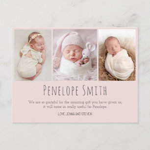 Postale carte d'annonce de naissance photo de bébé fille r