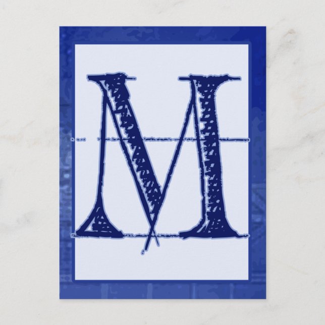Postale Carte de bannière de typographie de la lettre "M" (Devant)