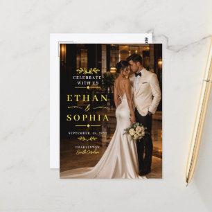 Postale Carte de bienvenue de mariage élégante et dorée av