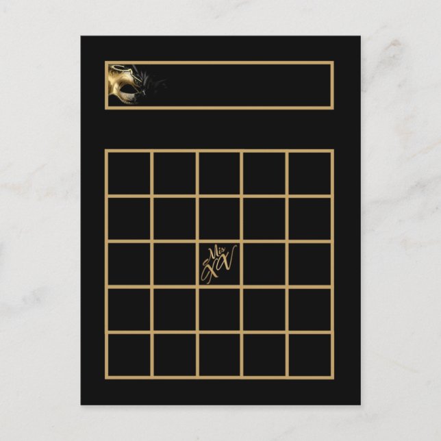Postale Carte de Bingo écrite Mis XV Gold Noir (Devant)