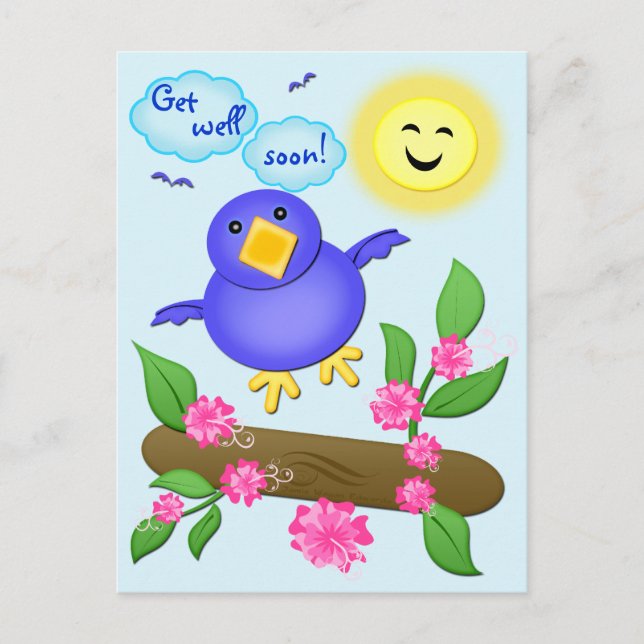Postale Carte de Bonheur d'Oiseau Bleu personnalisée (Devant)