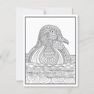 Postale Carte de canard en bois noir et blanc