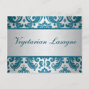 Postale Carte de choix Buffet Argent Turquoise Damas