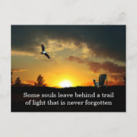 Carte de condoléances Prairie herbeuse Coucher de 