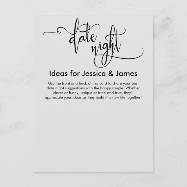 Postale Carte de conseil Date Night Ideas Light Grey (Devant)