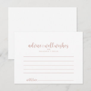 Postale Carte de conseil du Mariage rose Gold Calligraphy