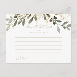 Postale Carte de conseil Mariage de automne Gold Green