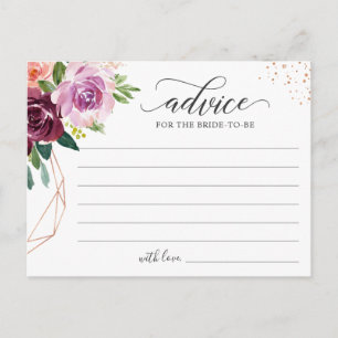 Postale Carte de conseil moderne violet bleu floral