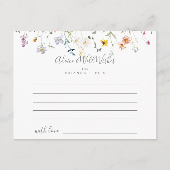 Postale Carte de conseil pour Mariages floraux Wild Multic (Devant)