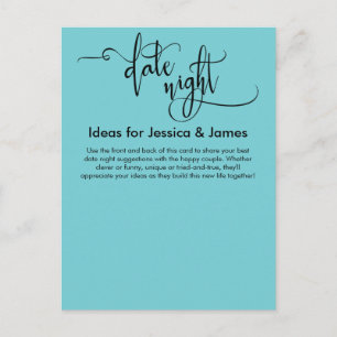 Postale Carte de conseil Turquoise Date Night Idées