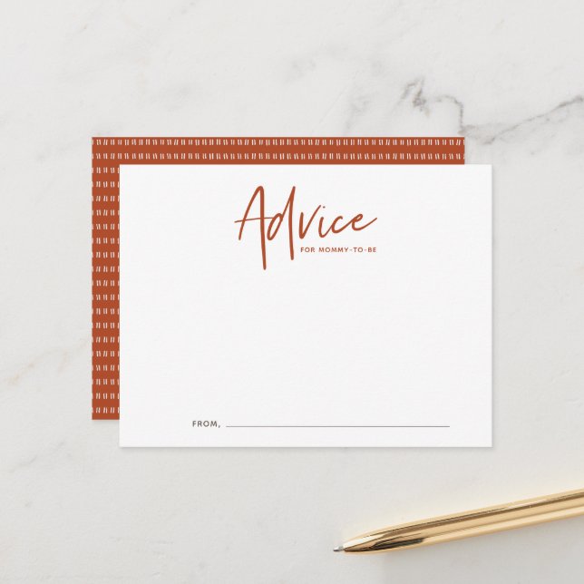 Postale Carte de conseils de baby shower Boho Script (Devant/Arrière en situation)