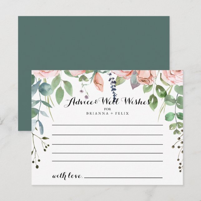 Postale Carte de conseils de mariage floral de brise d'été (Devant / Derrière)