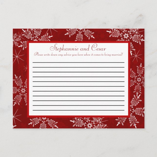 Postale Carte de conseils écriture Noël flocons de neige r (Devant)