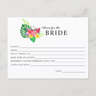 Postale Carte de conseils pour la mariée Paradis Tropical