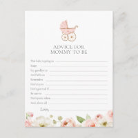Carte de conseils pour maman à la baby shower flor