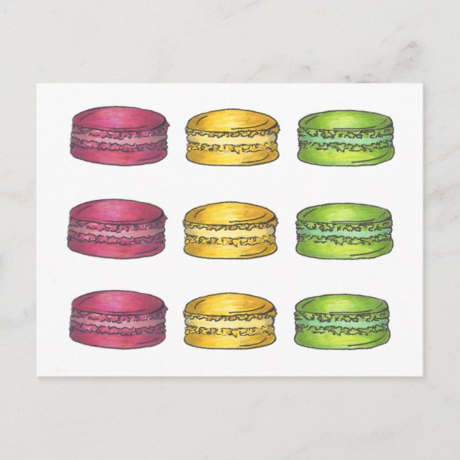 Postale Carte de cookie Macaron Macaron Français Multicolo (Devant)